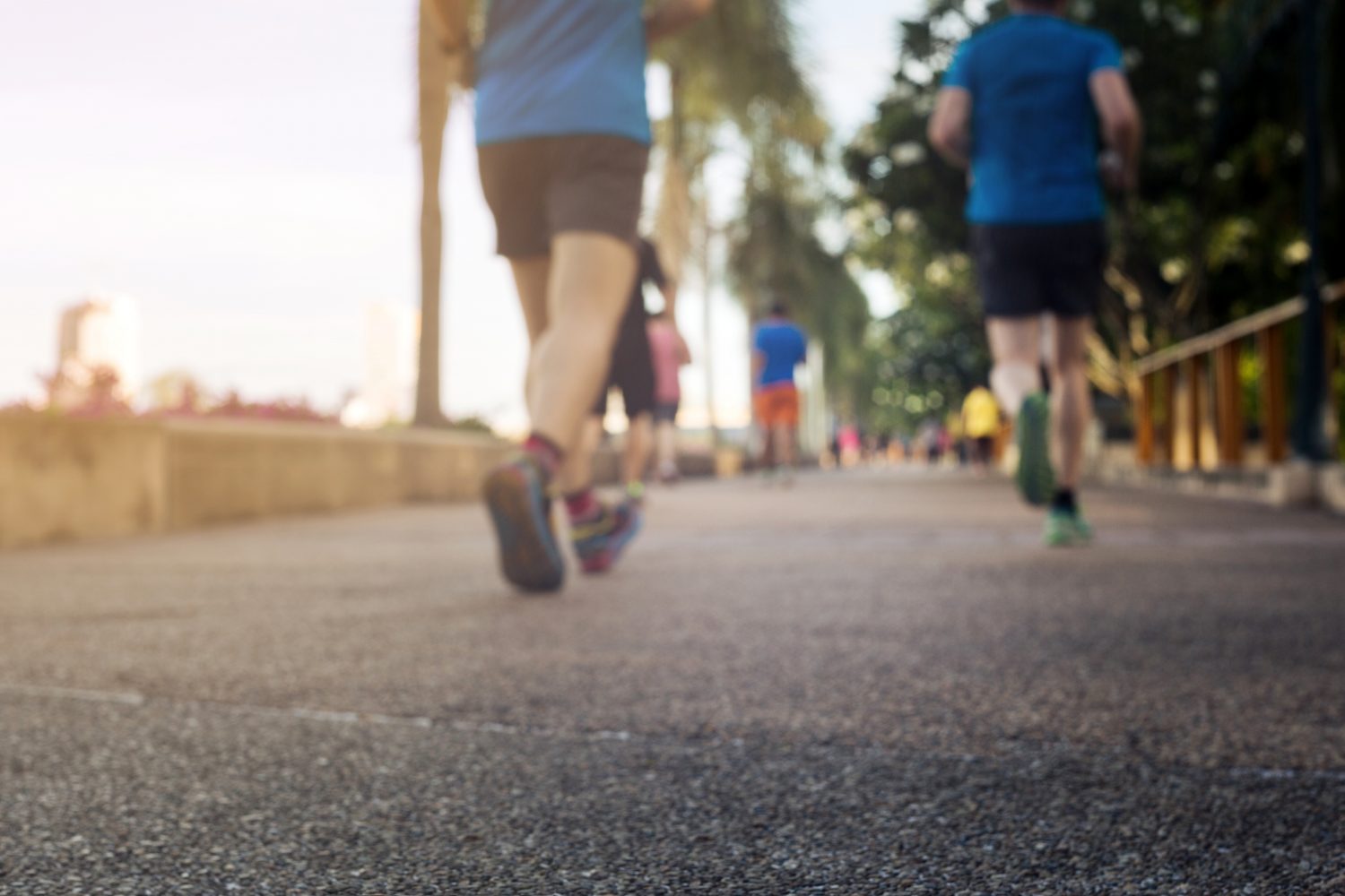 Close up of people running